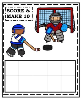Preview of Winter Games - Math Game Pre-K, Hockey counting ten frame with number puck cards
