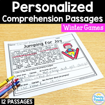 Preview of Reading Passages Winter Sports: PERSONALIZED Comprehension