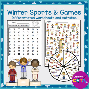 Preview of Winter Games and Sports Math and Writing Worksheets and Activities