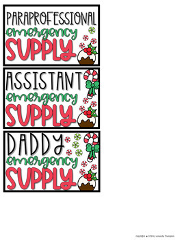 Winter Gift Tags, EMERGENCY CANDY SUPPLY TAGS