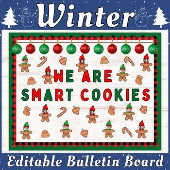 Preview of Winter Gingerbread Man Bulletin Board Craft - EDITABLE Gingerbread Cookie