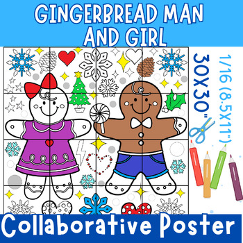 Preview of Winter Gingerbread Man Collaborative Poster Art Coloring Craft• December