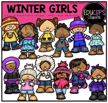 Preview of Winter Girls Clip Art Set {Educlips Clipart}
