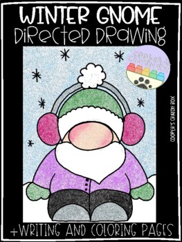 Preview of Winter Gnome Directed Draw, Writing and Coloring Pages