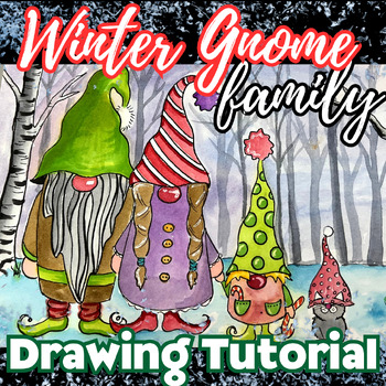 Preview of Winter Gnome Family Project, Christmas/Hanukkah Art, Emergency Sub Lessons