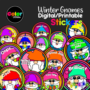 Preview of Winter Gnomes | Digital Stickers | Printable | Distance learning - Color Nation