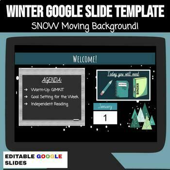 Preview of Winter Google Slides Template (Animated Snow Background!)