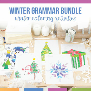 Preview of Winter Grammar Activities - Grammar Coloring Sheets for Winter