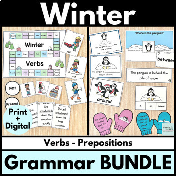 Preview of Winter Grammar Bundle for Speech and Language Therapy with Verbs & Prepositions