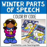 Winter Color by Code Grammar - Parts of Speech Coloring Pages