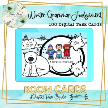 Preview of Winter Grammar Judgement BOOM Cards – Speech Therapy Distance Learning