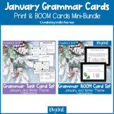 Winter Grammar Print Task Cards and BOOM Cards BUNDLE