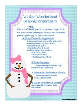 Preview of Winter Graphic Organizers: Story Charts, Cause/Effect, Venn Diagram, Inferences