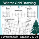 Winter Grid Drawing Worksheets | Grid Method Art Activitie