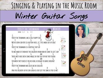 Preview of Winter Guitar Songbook - 5 Secular & Holiday Songs, Chord Charts, & Rubric