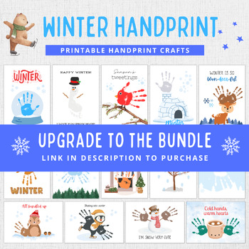 Winter Handprint Art Bundle, Winter Handprint Craft, Printable