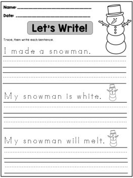 Winter Handwriting Practice (Sentences) by Dana's Wonderland | TpT