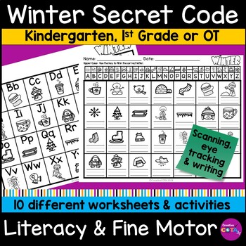 Preview of Occupational Therapy Winter Handwriting Secret Code Cryptogram Activities