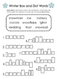 Winter Handwriting Worksheets - Box and Dot Words