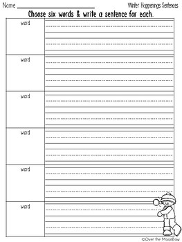 Winter Happenings Write / Stamp the Room Activity Pack by Over The MoonBow