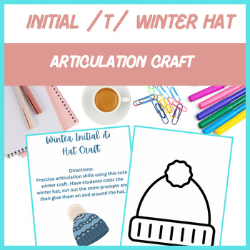 Preview of Winter Hat Initial /t/ Craft - Articulation, Speech | Digital Resource