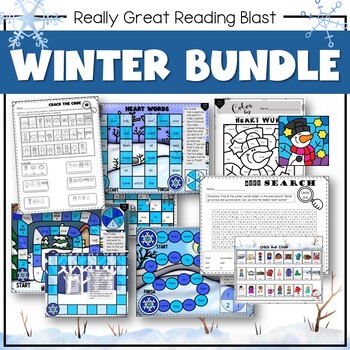 Preview of Winter Heart Word Blast Bundle: Games, Word Searches, Crack the Code, and more!