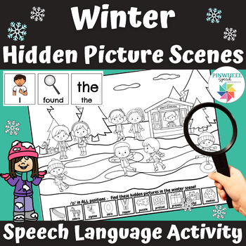 Preview of Winter Hidden Picture Scenes Printable Articulation Carryover Speech Therapy