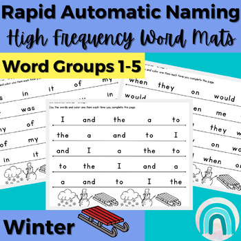 Preview of Winter High Frequency Words Sight Words Rapid Automatic Naming Activities 1-5