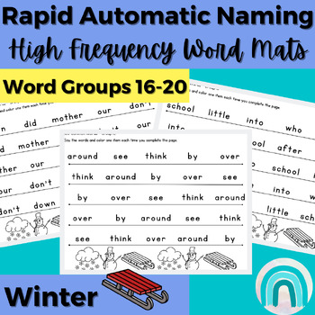 Preview of Winter High Frequency Words Sight Words Rapid Automatic Naming Activities 16-20