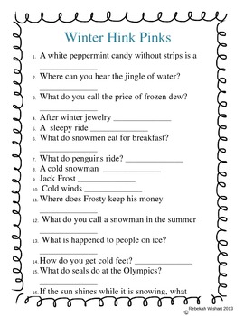 Winter Hink Pinks by Wizard Ways in Second Grade | TpT