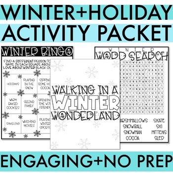 Preview of Winter Holiday Packet | Fun Activities | Across Subjects | No Prep Printables!