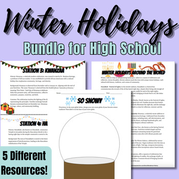 Preview of Winter Holiday Activity Bundle for Middle and High School | 5 Resources |