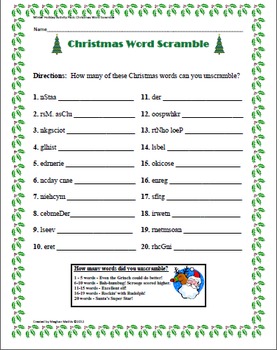 Preview of Winter Holiday Activity Pack - Christmas Word Scramble
