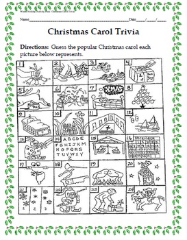 Preview of Winter Holiday Activity Pack - Guess the Christmas Carol Trivia Game