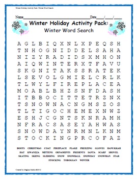 Preview of Winter Holiday Activity Pack - Winter Word Search
