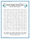 Winter Holiday Activity Pack - Winter Word Search