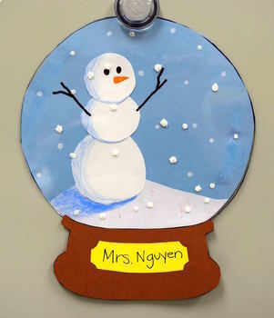 Elementary Winter Holiday Art: Snow Globe Collage by Art With Mrs Nguyen