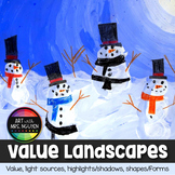 Winter Holiday Art: Value Landscapes