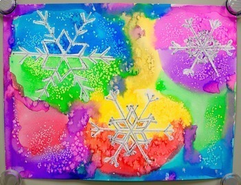 Winter Holiday Art Lesson: Watercolor Snowflake Resist Paintings