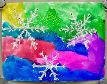 Winter Holiday Art Lesson: Watercolor Snowflake Resist Paintings