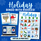 Winter Holiday BINGO with Riddles & Call Cards! - Print an