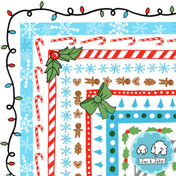 Clip Art: Winter Holiday Border Set - Borders for Personal and