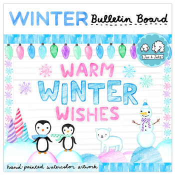 Preview of Winter Bulletin Board, Snowflake Penguin Door Decorations For December, January
