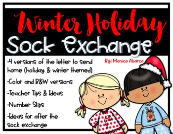 Preview of Winter Holiday / Christmas Classroom Sock Exchange (Editable Version Included)