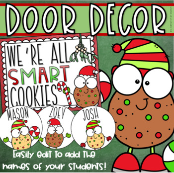 Preview of Winter Holiday Christmas Cookies Door Decorations Bulletin Board EDITABLE