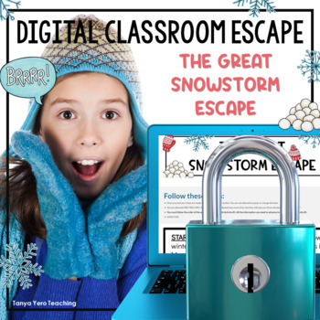 Preview of Winter Digital Escape Room Math Game Snowstorm Themed December Activities