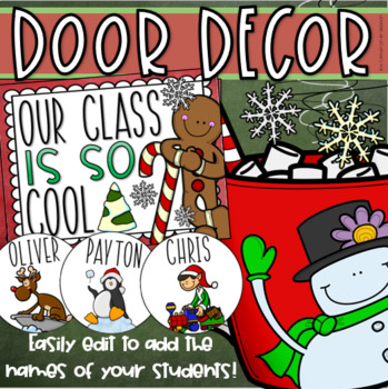 Preview of Winter Holiday Christmas January Door Decoration Bulletin Board Display EDITABLE
