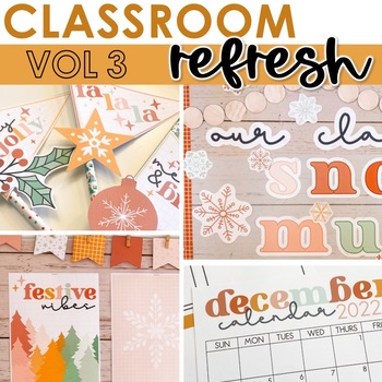 Preview of Winter Holiday & Christmas Themed Decor Bundle - Bulletin Board Posters Slides