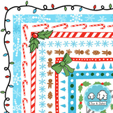 Winter Holiday Clipart Border Set | Christmas Page Borders
