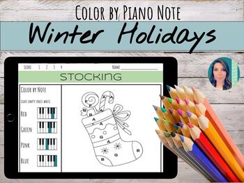 Preview of Winter Holiday | Color by Note Piano Key Worksheets & Answer Keys